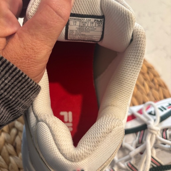 Mens Fila Men’s Sneakers White Red Hunter Green Size 12 - Picture 8 of 8